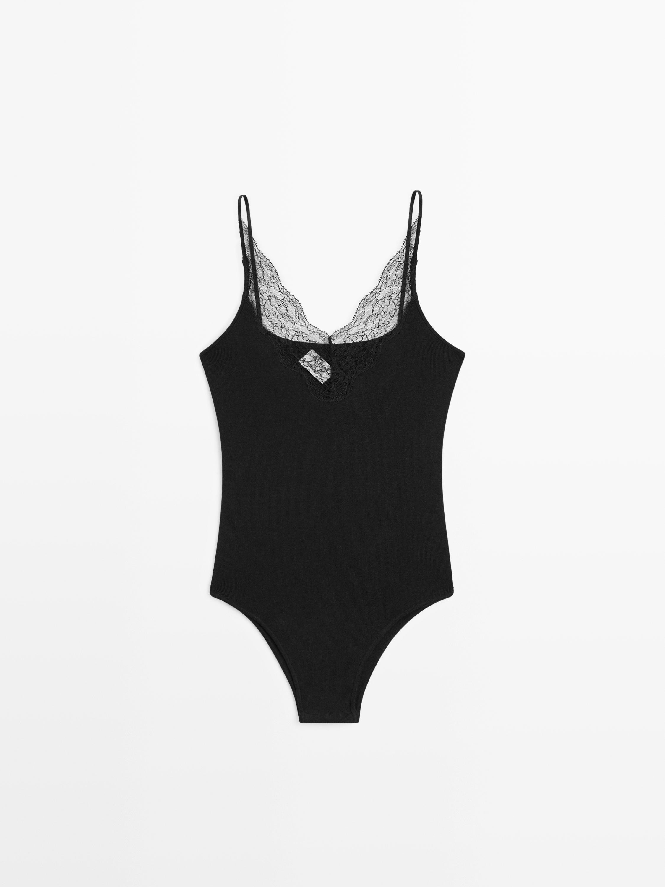 Bodysuit with lace trim detail - STUDIO